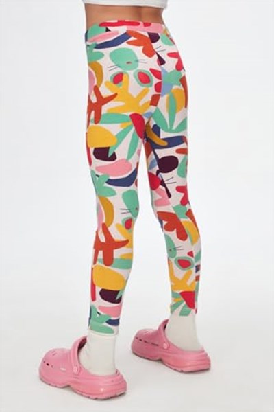Kız Çocuk Cutouts Foliage Desen Tayt