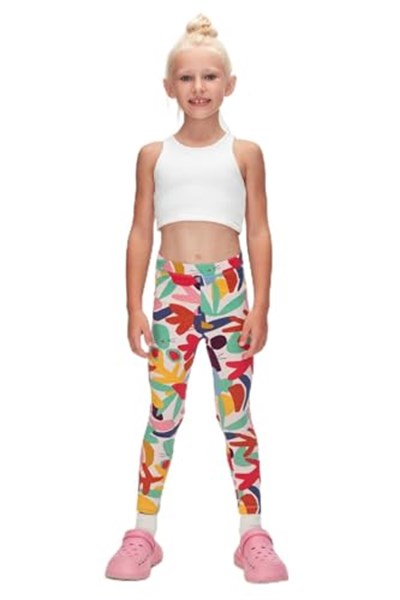 Kız Çocuk Cutouts Foliage Desen Tayt