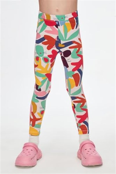 Kız Çocuk Cutouts Foliage Desen Tayt