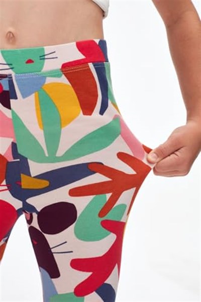 Kız Çocuk Cutouts Foliage Desen Tayt