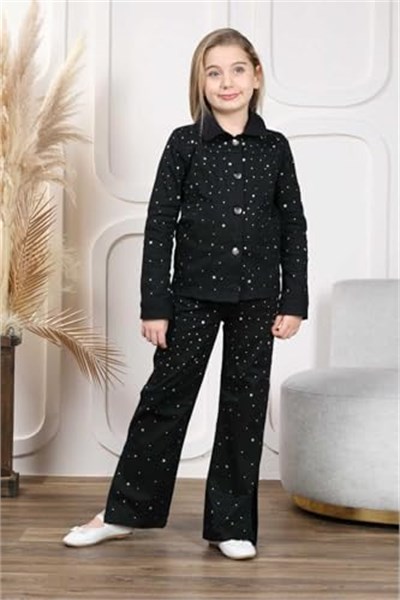 Kız Çocuk Kot Ceket Kot Pantolon Takım sıyah 8/9