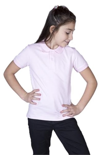 Kız Çocuk Polo Yaka Tişört Pudra 12-13 YAŞ