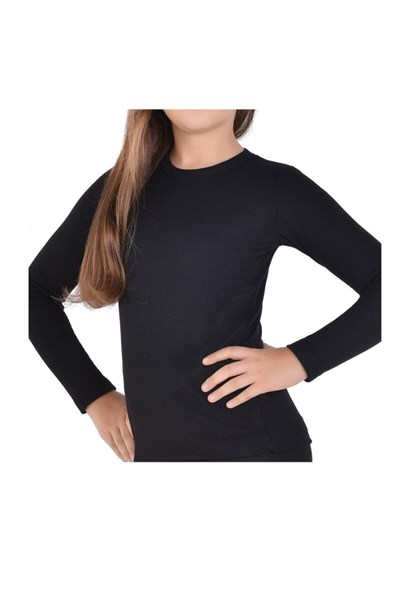 Kız Çocuk Termal Üst, %60 Polyester %35 Viskon %5 Elastan, Siyah, 11-13 Yaş Termal Üst