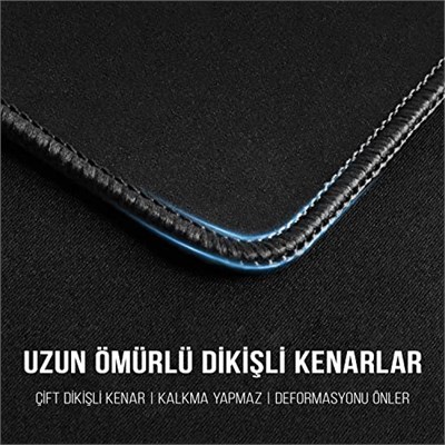 Klasse Pro Black Edition - Dikişli Kenar 70x30, 90x40, 100x50 ve 120x60 cm Oyuncu Gaming Mouse Pad (Siyah, 90x40 cm) - Seçenekler: 50U x 100G cm, 70x30 cm, 90x40 cm, 120x60 cm