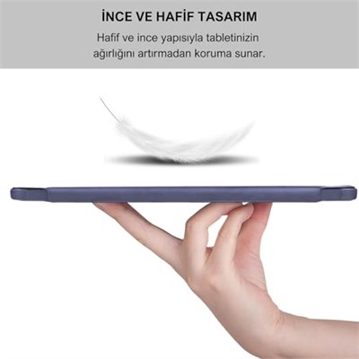 Klasse Samsung Galaxy Tab S10 FE / S9 FE 10.9 inç Uyumlu Smart Kılıf, S Pen Kalemlikli, Trifold, Esnek, Mat, Darbeye Tam Dayanıklı Tablet Kılıfı (Lila)