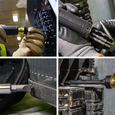 Klein Tools 32305 çok uçlu cırcırlı tornavida, 15i 1 arada alet, yıldız, düz, dört köşeli, Torx ve kombi uçlar ve 1/4 inç lokma anahtar