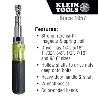 Klein Tools 32801 tornavida 5’i 1 arada, dayanıklı, 32807MAG