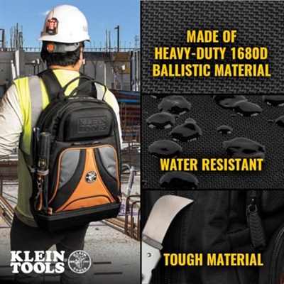 Klein Tools 55421BP-14 Alet Sırt Çantası, Ağır Hizmet Tipi Tradesman Pro Alet Çantası Düzenleyici, 39 Cepli, Kalıplanmış Taban