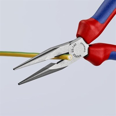 Knipex iğne kargaburun, kesici kenarlı (radyo pensesi) siyah atramentize edilmiş, çok bileşenli saplı 160 mm 25 02 160