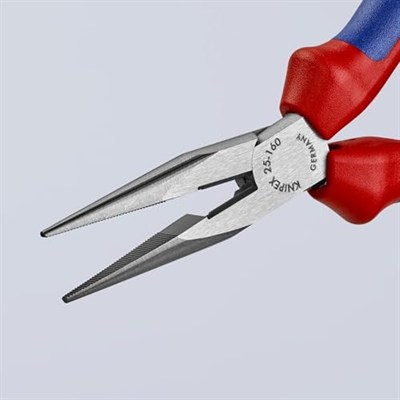 Knipex iğne kargaburun, kesici kenarlı (radyo pensesi) siyah atramentize edilmiş, çok bileşenli saplı 160 mm 25 02 160