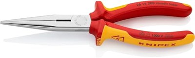 KNIPEX Keskin Kenarlı Kargaburun Pense (Leylek Gaga Pense) Krom Kaplama, Çok Bileşenli Manşonlarla İzole edilmiş, VDE Testli, 200 mm - 2616200