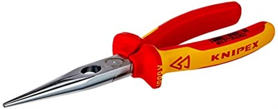 KNIPEX Keskin Kenarlı Kargaburun Pense (Leylek Gaga Pense) Krom Kaplama, Çok Bileşenli Manşonlarla İzole edilmiş, VDE Testli, 200 mm - 2616200