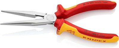 KNIPEX Keskin Kenarlı Kargaburun Pense (Leylek Gaga Pense) Krom Kaplama, Çok Bileşenli Manşonlarla İzole edilmiş, VDE Testli, 200 mm - 2616200