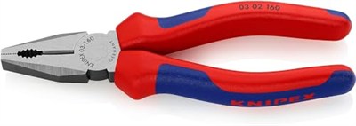 Knipex kombine pense siyah attramentize, çok bileşenli saplı 160 mm 03 02 160