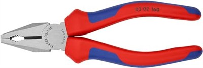 Knipex kombine pense siyah attramentize, çok bileşenli saplı 160 mm 03 02 160