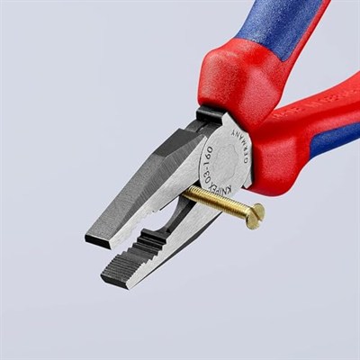 Knipex kombine pense siyah attramentize, çok bileşenli saplı 160 mm 03 02 160