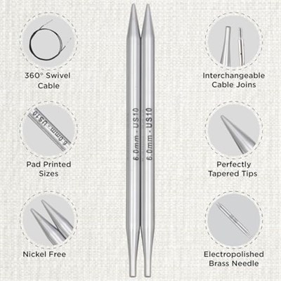 KnitPro Değiştirilebilir yuvarlak örgü iğnesi uçları Deluxe set – Nova Metal (3,50 – 8,00 mm) - Seçenekler: Nova Metal, Symfonie, Zing, Karbon, Nova Cubics, Trendz