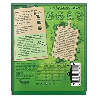 Knorr Hazır Çorba Kremalı Mantar 4 Kişilik, 63 g