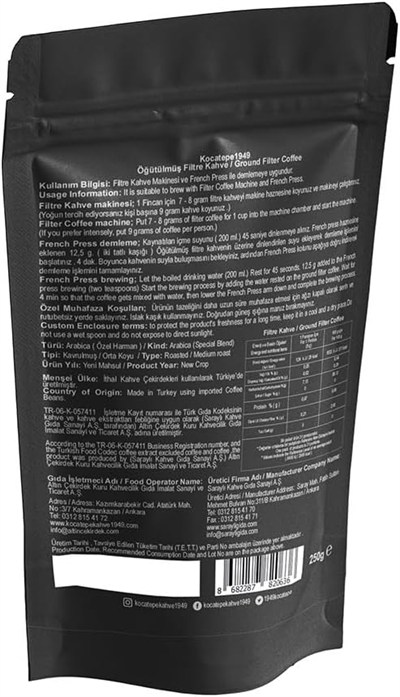 KOCATEPE KAHVE Filtre Premium, Folyo, 250gr