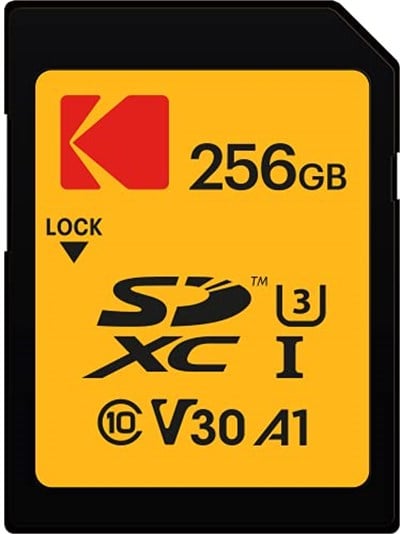 Kodak SD kart 256 GB UHS-I U3 V30 SDHC/XC – Hafıza kartı – Okuma hızı 95 MB/sye kadar – Yazma hızı maks. 85 MB/s – 4K Ultra HD Video ve HD Fotoğraf Kaydetme – SD Kart