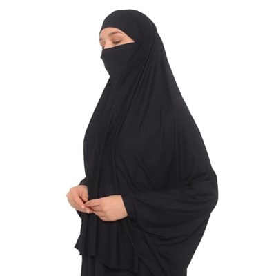 Kollu Sufle Çarşaf Üstü Peçeli Pratik Tesettür Hijab - Nikaplı Namaz Örtüsü