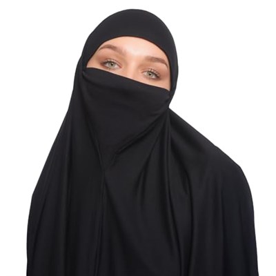 Kollu Sufle Çarşaf Üstü Peçeli Pratik Tesettür Hijab - Nikaplı Namaz Örtüsü