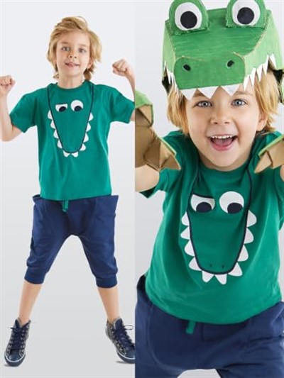 Komik Timsah Erkek Çocuk T-shirt Baggy Şort Takım