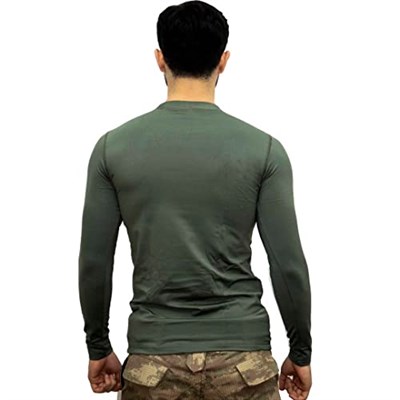 KORDAK Haki Askeri Termal Microfiber Uzun Kol Tişört- Mikrofiber HAKİ XXL