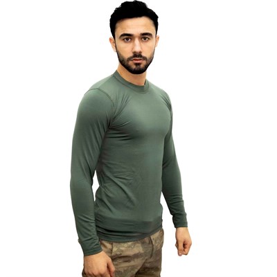 KORDAK Haki Askeri Termal Microfiber Uzun Kol Tişört- Mikrofiber HAKİ S