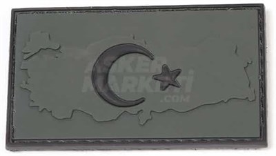 KORDAK Haritalı Türk Bayrağı Peç Arma (Haki)