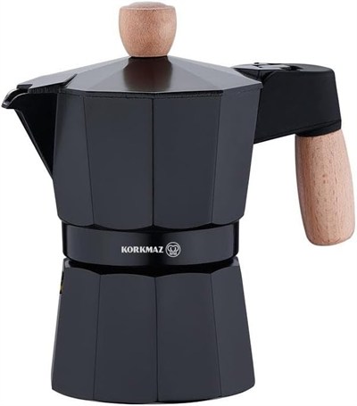 Korkmaz Etna 3 Fincan Siyah Moka Pot 150 ml A5572
