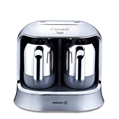 Korkmaz Kahvekolik Twin Kahve Makinesi Inox Krom