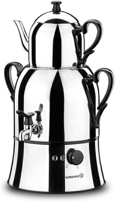 Korkmaz Nosta Inox/Siyah Semaver