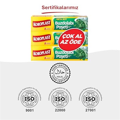 Koroplast 3lü Çok Al Az Öde Ekonomik Paket Orta Boy 90lı Buzdolabı Poşeti, Sızdırmaz & BPA İçermez Gıda Saklama Torbası, Et, Tavuk, Balık, Sebze, Meyve, Çorba, Sos, Peynir, Kuruyemiş, Sandviç