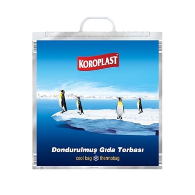 Koroplast Dondurulmuş Gıda Torbası 50x52 cm, Üç Katlı Isı Yalıtımlı Saplı Saklama Torbası, BPA İçermez, Uzun Mesafe Taşıma Kolaylığı, Dondurulmuş Gıda Saklama Poşeti, Koku Hapsi, Isı Yalıtımlı Çanta