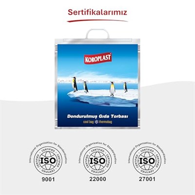 Koroplast Dondurulmuş Gıda Torbası 50x52 cm, Üç Katlı Isı Yalıtımlı Saplı Saklama Torbası, BPA İçermez, Uzun Mesafe Taşıma Kolaylığı, Dondurulmuş Gıda Saklama Poşeti, Koku Hapsi, Isı Yalıtımlı Çanta