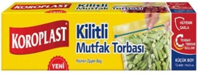 Koroplast Küçük Boy Kilitli Mutfak Torbası 12li Set, Sızdırmaz ve Hava Geçirmez Gıda Saklama Poşeti 19x25 cm, BPA İçermez, Sebze, Meyve, Et, Yemek Saklama Torbası, Yıkanabilir Kilitli Mutfak Poşeti