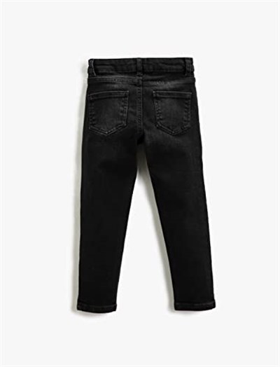 Kot Pantolon Düz Paça Normal Bel - Straight Jean Beli Ayarlanabilir Lastikli