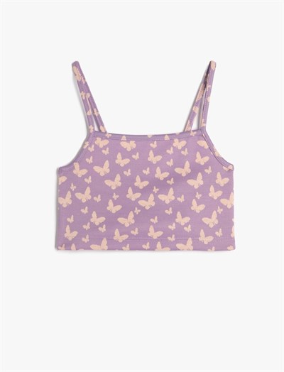 Koton Atlet Crop Kelebek Desenli İnce Askılı