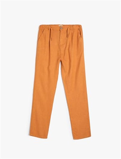 Koton Basic Pantolon Cepli Beli Bağlamalı Viskon Kumaş