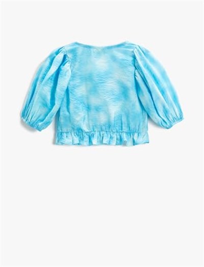 Koton Crop Bluz Balon Kollu Fırfırlı