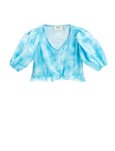Koton Crop Bluz Balon Kollu Fırfırlı
