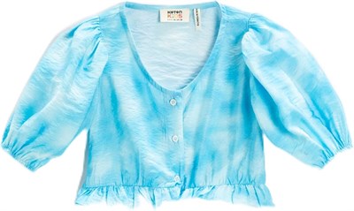 Koton Crop Bluz Balon Kollu Fırfırlı
