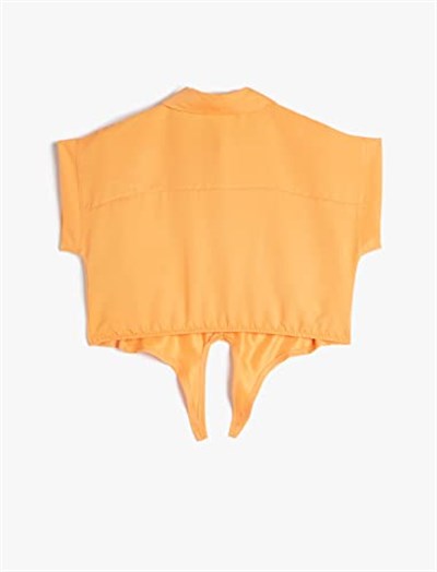 Koton Crop Gömlek Önden Bağlama Detaylı Kısa Kollu Cepli Modal Kumaş Crop Gömlek Önden Bağlama Detaylı Kısa Kollu Cepli Modal Kumaş Kız çocuk