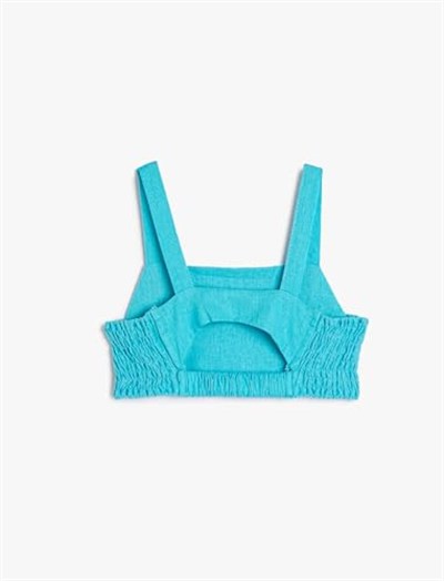 Koton Crop Keten Bluz Askılı Arkası Pencere Detaylı Gipeli