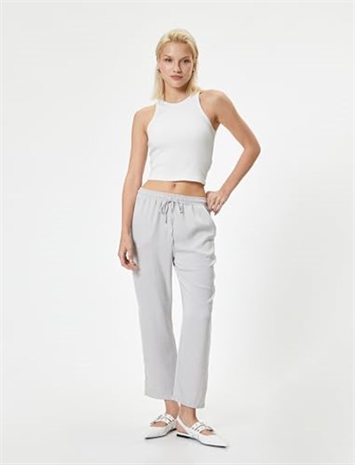 Koton Crop Paça Pantolon Beli Bağlamalı Cepli