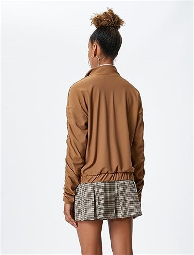Koton Dik Yaka Uzun Kollu Fermuar Detaylı Sweatshirt Sweatshirt Kadın