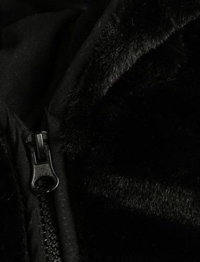 Koton Kapüşonlu Fermuar Detaylı Suni Kürk Detaylı Yelek Yelek Kız bebek