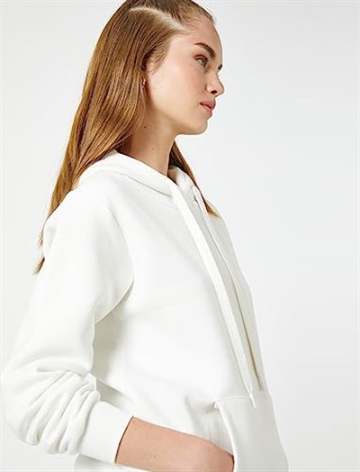 Koton Kapüşonlu Sweatshirt Basic Kanguru Cepli Uzun Kollu Sweatshirt Kadın