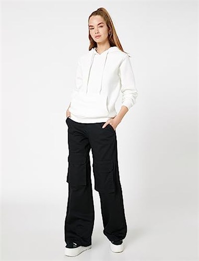 Koton Kapüşonlu Sweatshirt Basic Kanguru Cepli Uzun Kollu Sweatshirt Kadın
